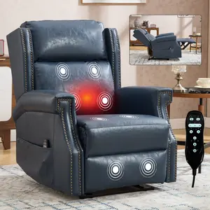 Manual Recliner Chair with Massage & Lumbar Heat, Breathable Leather Reclining Chair for Adults, Humanized Design Easy to Install for Living Room Bed Room Office