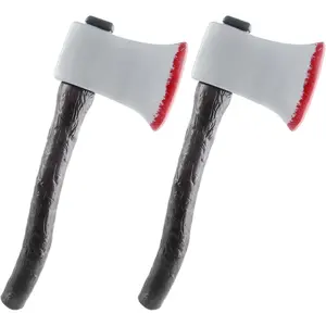 2 Pack Halloween Axe Prop Fake Hatchet Axe Toy for Halloween Party Stage Cosplay Props (Color Style 3)