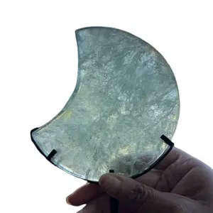 Green Fluorite Moon Crystal with Stand for Emotional Wellbeing & Mental Clarity Healing Stone