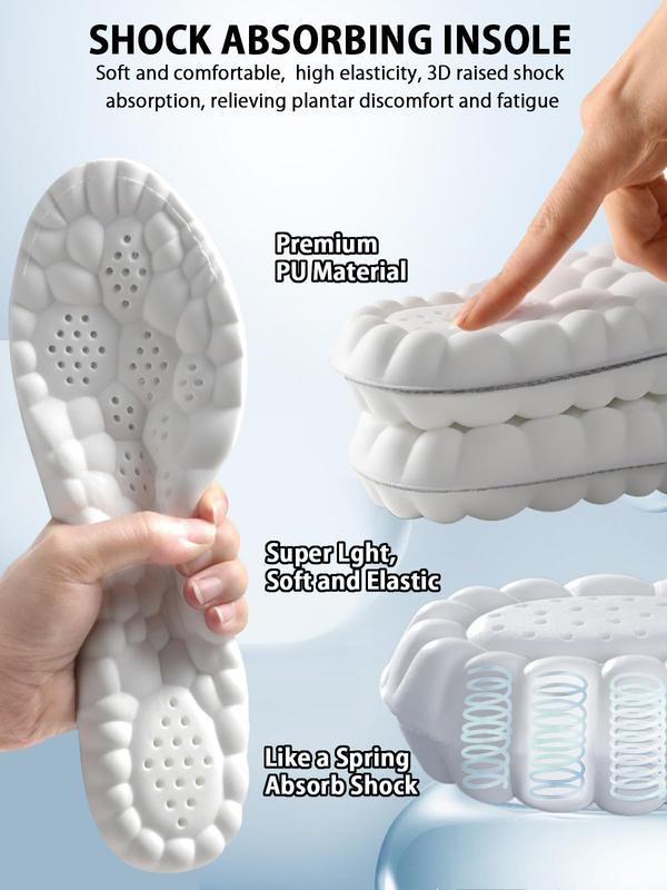 Silicone insoles for shock absorption and comfort-4D Cloud Technology Super Soft Comfort Insoles, Soft Elastic Breathable Shoe Insoles, Sweat Absorbent, Lightweight and Soft Insoles for Comfortable and Non Tiring Feet Footwear Bedroom