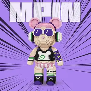 Rocking Girl QVersion Creative Bear Building Block Model Building Blocks Toy, 6110 Pieces 43cm High Home Decoration for Kids Girls Gift