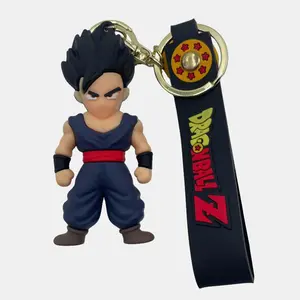 Anime Dragon Ball Keychain - PVC Son Goku, Vegeta, and Piccolo Action Figures - 8cm Key Ring Pendant for Men and Women