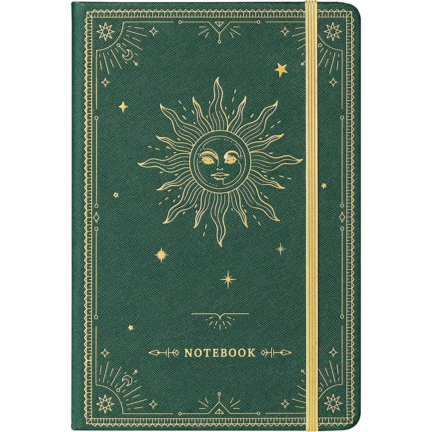 Ruled Notebook/Journal - Premium Thick Paper Faux Leather Classic Writing Notebook with Pocket + Page Dividers Gifts, Banded, Large, 144 Pages, Hard Cover, Lined (5.8 x 8.4) - Dark Green