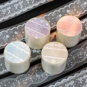 4 Rolls Star Sand Dream Pet Lace Glitter Tape, DIY Craft Supplies, Scrapbooking Materials, Journal Decor, Calendar Decoration