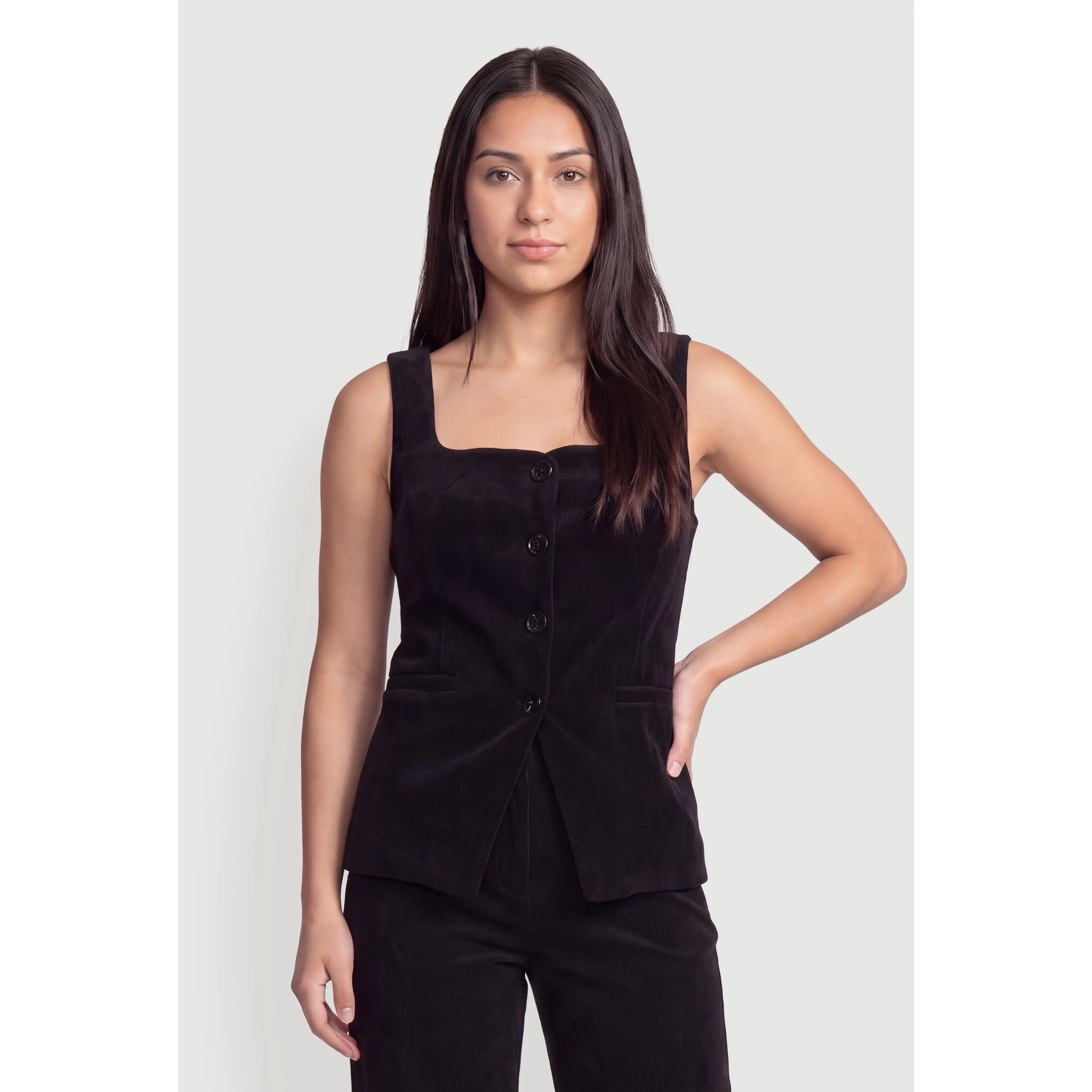 Square Neck Button Front Waistcoat