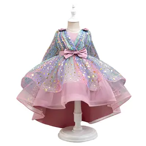 Girls Star Tulle Princess Dress High Low Party Dress for Birthday Wedding first  communion  dress