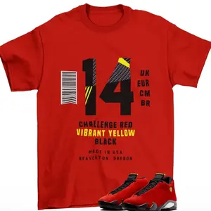 Sneaker Label Jordan 14 Challenge Red Sneaker Matching T-Shirt Sweatshirt Hoodie - Men's Sneakerhead Graphic Tee, Soft Comfortable Casual Wear 1W08