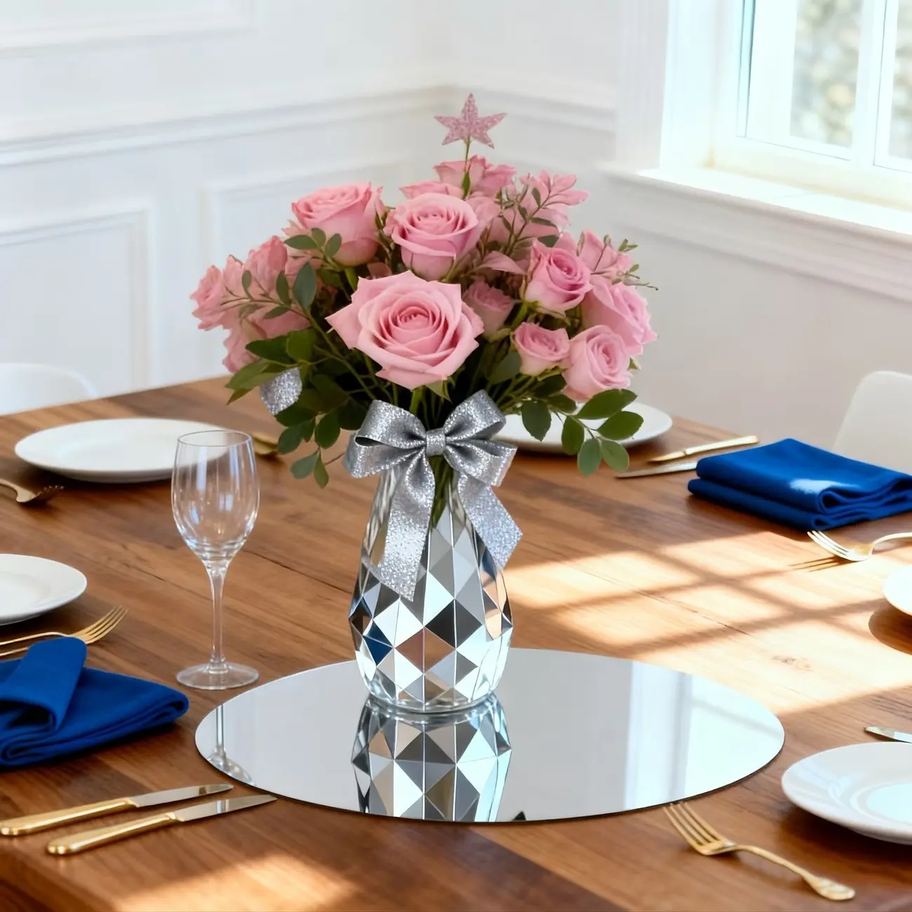 10 circular acrylic mirror table cushions -25cm reusable tabletop decoration, shatterproof and easy to install, suitable for weddings, parties, and tabletop center decoration, party decoration