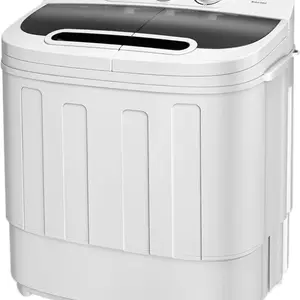JB Compact Mini Portable Twin Tub Washing Machine, 13lbs Capacity, Washer Wash and Spin Cycle Combo with Built-in Gravity Drain for Camping, Apartments, Dorms, College, RV's and Small Spaces