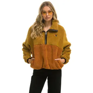 TEDDY APRES HALF ZIP COLOR BLOCK JACKET - HONEY