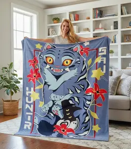 Extra Large K Pop Anime Hunter Inspired Throw Blanket 50x60 Inches Soft Warm Lightweight Fluffy for Bedroom Sofa Bed Decor Gift for K Pop Anime Fans