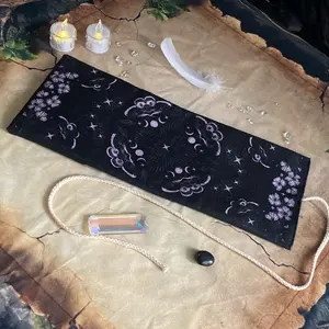 1PC Flower Moon phase decorative Tarot card storage bag, polyester storage bag, used by Tarot scholars for card deck storage, astrological ceremony decoration, party games and event supplies.