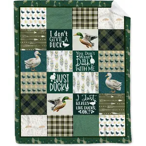 Mallard Duck Throw Blanket Soft Cozy Cute Mallard Duck Animals Green Blankets for Couch Bed Outdoor Duck Print Gift for Kids Men Women Ducks Loverfor Adults