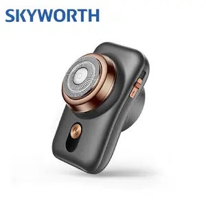 Skyworth Stylist 3-in-1 Electric Beard Shaver Fusion Shave+Trim+Mirror in One, Portable Mini Washable Beard Trimmer Men’s Grooming Tool Great for Valentine’s Day Gift