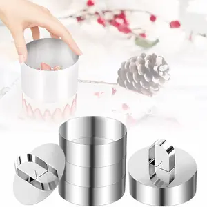 6 Pack Cake Making Tools Set,Including 4 Round Cake Ring Molds,2 Pushers,Stainless Steel Cookie Ring Molds for Baking Cooking Dessert,Kitchen Baking,Christmas Party Gifts,Hand Tools Kits