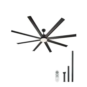 VEVOR 72 Inch Ceiling Fan with Light, 6-Speed Remote Control, Dimmable 3-Color Temperature, Reversible DC Motor, Modern Low Profile Flush Mount Fan for Bedroom, Living Room, Indoor/Outdoor Use, BlackVEVOR Super Brand Day
