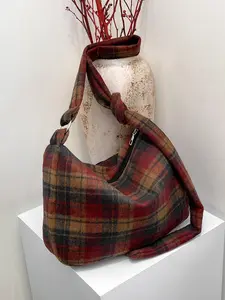 Women's Tartan Pattern Tote Bag, Casual Large Capacity Shoulder Bag for Daily Used, Trendy Versatile High-quality Daily Commuting Bag, Girl Fashionable Bag