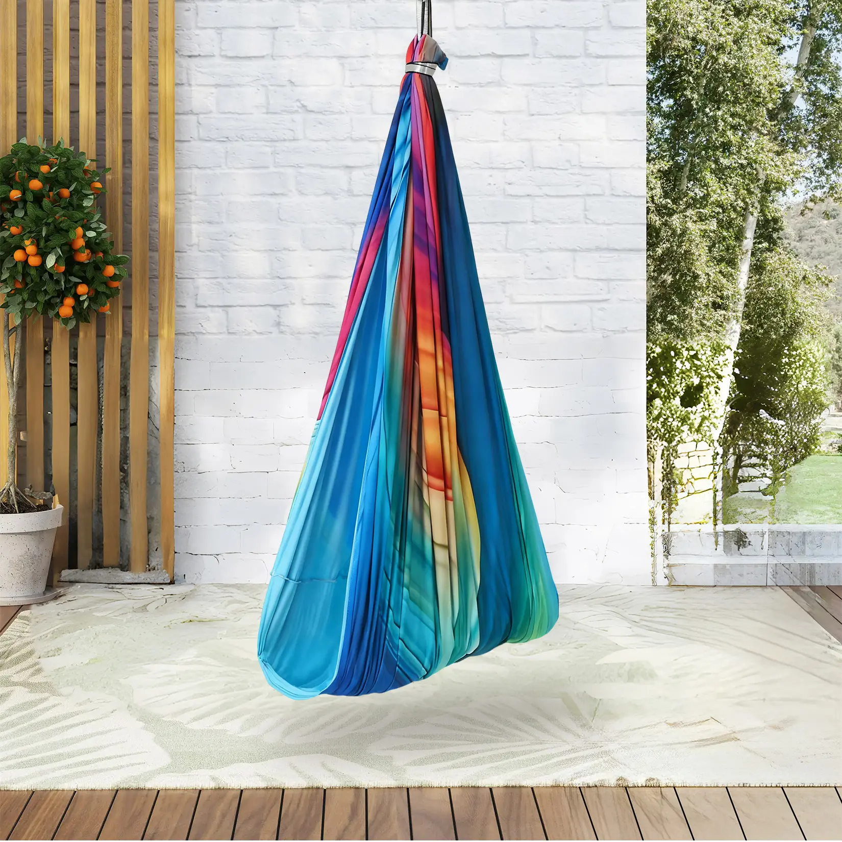 Aokitec Sensory Swing for Kids with Special Needs - 55" x 59" Dual-Layer Therapy Swing for Autism, ADHD & Sensory Needs, Calming Hug Effect, 360° Swivel, Indoor/Outdoor Use, Supports Up to 300 lbs