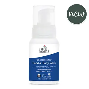 Earth Mama Wild Peppermint Castile Hand & Body Wash – Gentle Family Cleanser Made with Organic Oils – 5.3 fl oz Earth Mama Wild Peppermint Castile Hand & Body Wash – Gentle Family Cleanser Made with Organic Oils – 5.3 fl oz