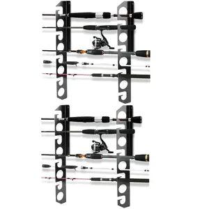 YHAspace 2Pack Fishing Rod Holder/Fishing Rod Rack/Fishing Pole Holder Wall/Ceiling Mount Hold up to 16 Fishing Rods Fishing Poles Storage & Display