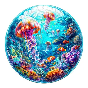 Spherical Ocean Wooden Jigsaw Puzzle for Adults and Kids Unique Shape Animal Wood Puzzles Challenging Puzzle, Family Game Creative Gifts，Laser-Cut Durable HDF Wood Puzzle