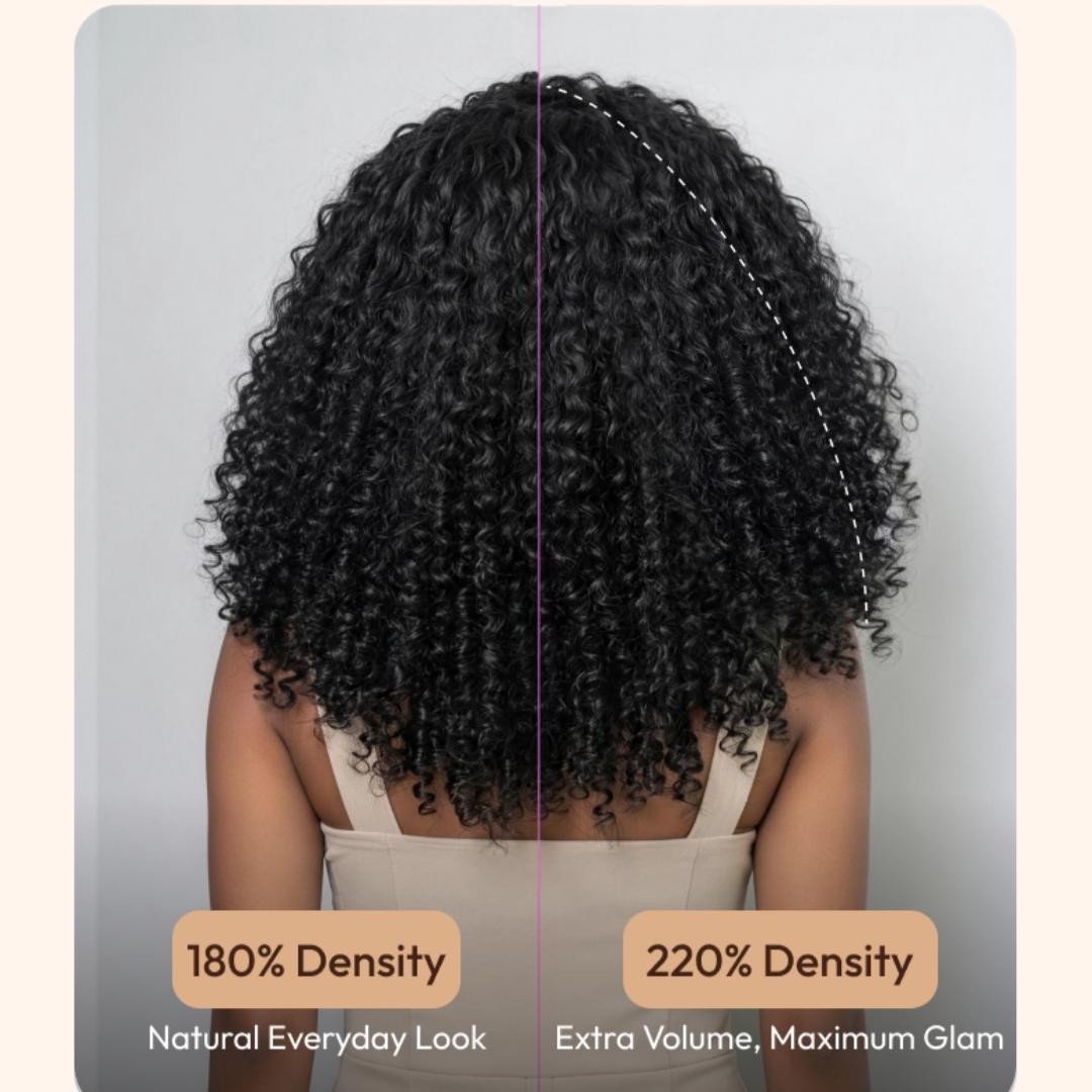 UNice MeltLine Half Wig Burmese Curly with Finger Coily Ends Glueless Seamless Human Hair Wigs 2 Top Design Options Pre Braided Thin Weft Summer Wig No Slip Beginner Friendly