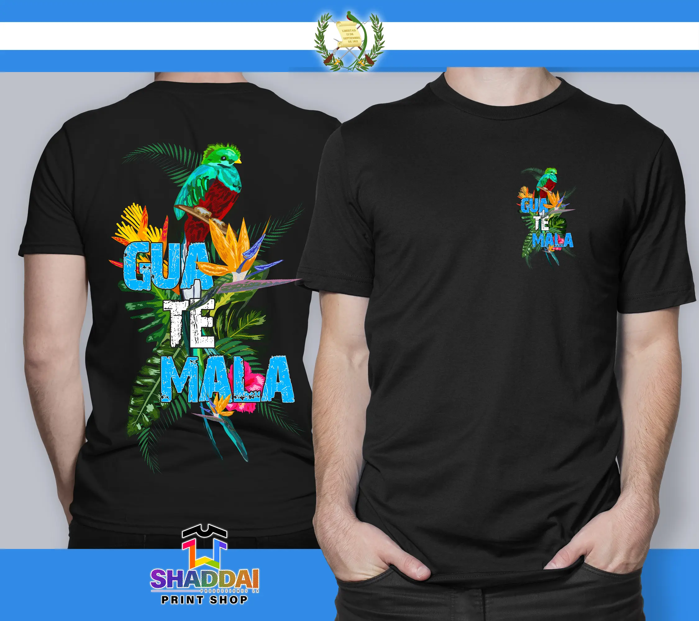 Menswear Quetzal GT Flores Unisex Round Neck Short-Sleeve Basic Cultural Cotton Casual Outdoor Graphic T-Shirt