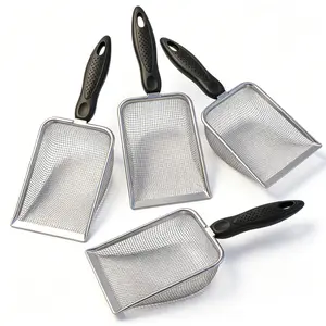 4Pack Stainless Steel Litter Scoop with Fine Mesh | Effortless Sifting, Less Mess | Comfort Grip for Long Use | #CatCareEssentials #PetHygiene