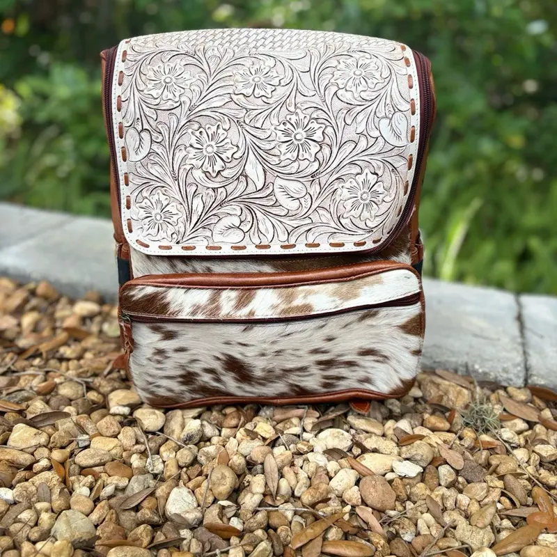 Concealed carry cowhide leather diaper bag or backpack