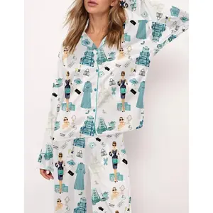 Breakfast at tiffany's print pajamas set, funny christmas pjs