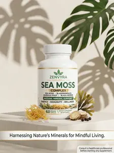 Zenvyra Naturals Sea Moss Complex-Raw Irish Sea Moss, with Black Pepper, Bladderwrack & Burdock Root for immune Support & Thyroid Health (60 Capsules)