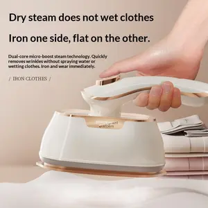 Foldable Steam Iron Portable Handheld Iron for Travel, Mini Garment Steamer, Steam Press Iron with 180℃ Temperature and 7-Hole Steam, Dorm Essential Travel Gadget