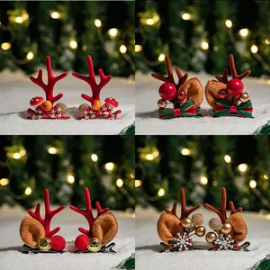 Holiday reindeer super cute hair clips - a pair of 2 trendy large