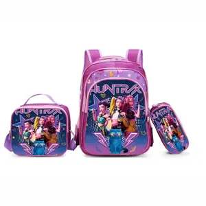 New 3Pcs K-Pop Witch Hunter Backpack 3PCS Set| 16 Inch Kids School Backpack for Girls, Lunch Bag & Pencil Case, Elementary Student School Bag, Back to School Gift