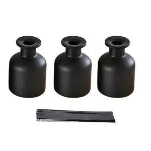 3PCS Glass Essential Oil Diffuser Bottles with Black Reed Sticks Aromatherapy Containers Fragrance Scented for Home Bathroom Decor and Gift Multipurpose Clear Refillable Vials for Scent Diffusion