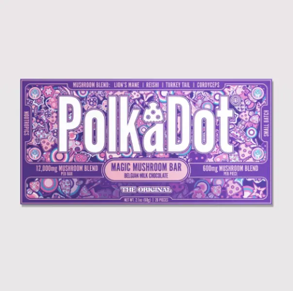 Polkadot Original Belgian Chocolate, 20 Count, High Potency Plant-based Mushroom Snack, 100% Organic, High-Quality Ingredients, Made in USA, All Natural, Healthy Chocolate, 20 Piece Chocolate Bar
