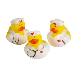 2" Nurse Rubber Ducks with Stethoscope, Clipboard & Thermometer - 12 Pc.