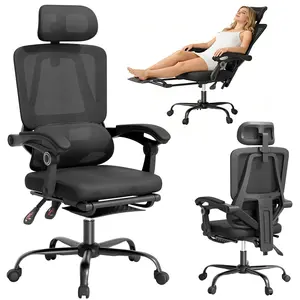 Mr IRONSTONE Office Computer Desk Chair with Lumbar Support, Ergonomic High-Back Mesh Rolling Work Swivel Chairs with Footrest, 90-120° Tilt Lock and Wide Cushion, Comfy Arms for Home,Bedroom,Study,Student,400 Lbs Capacity