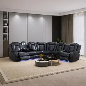 [Deals For You]Living Room Furniture Set Leather Sofa Living Room Set Power Recliner Adjustable Sofa,loveseat And Chair With Cup Holders/storage Console/led Light/ups Port For Living Room, Office