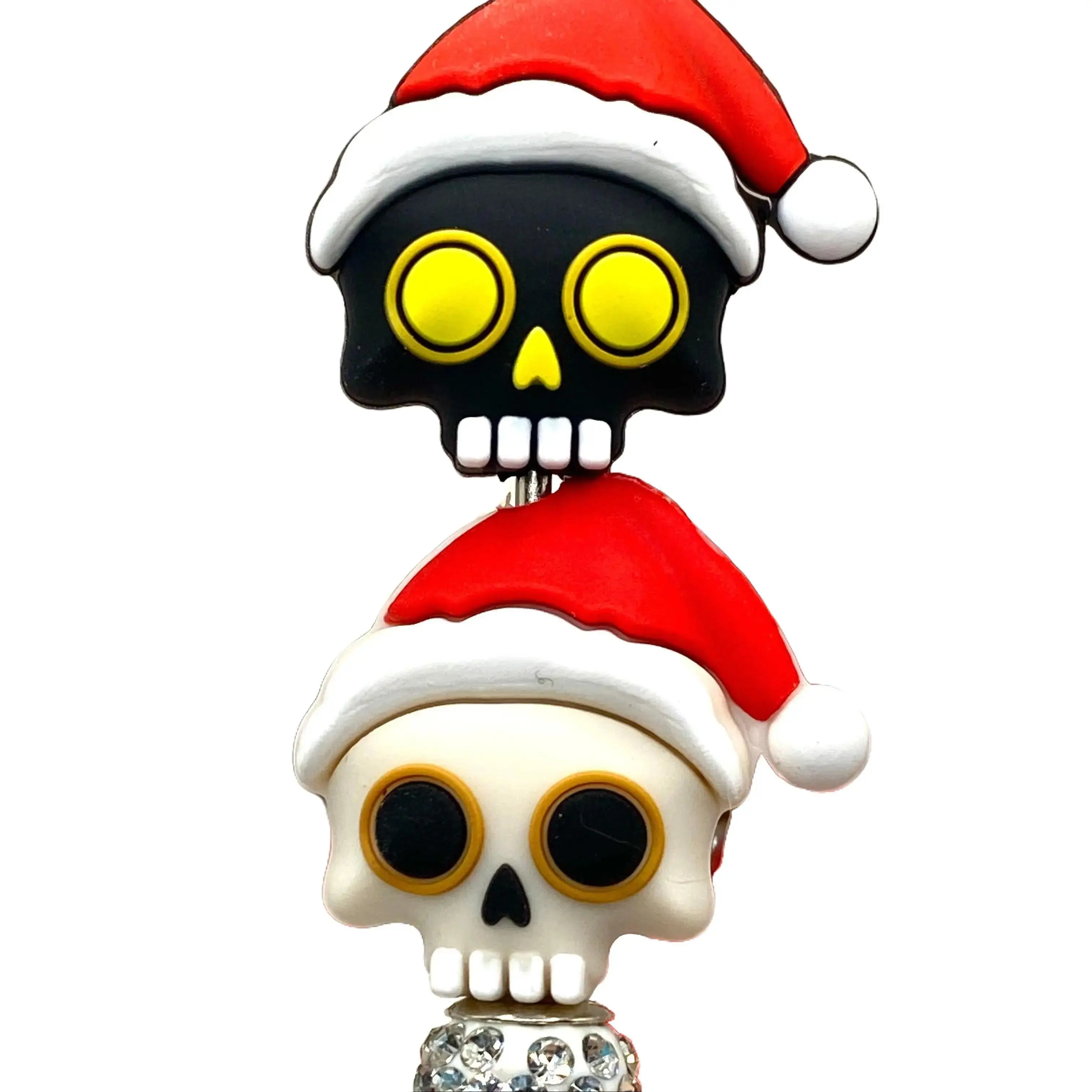 1pc I Ghost People All Year Round 3D Silicone Focal Beads - Scary Christmas Skull Beaded Pen Supplies DIY