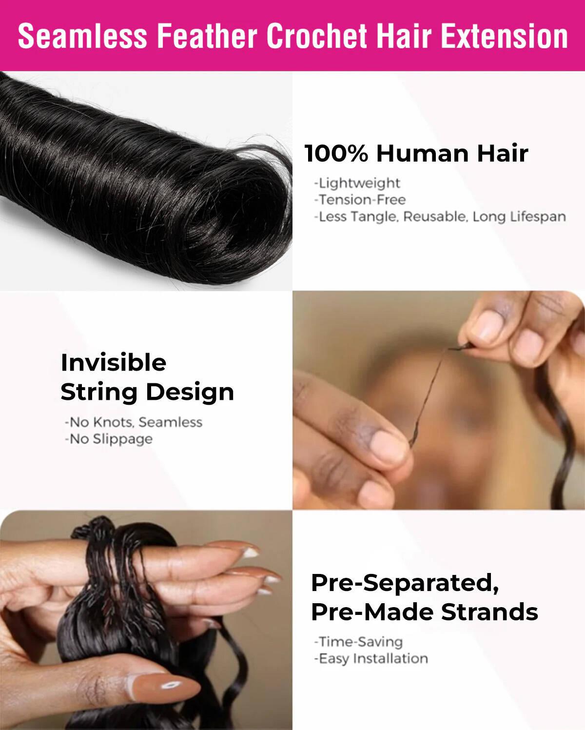 ISEE HAIR French Curl Feather Crochet Human Hair #4 Chocolate Brown & Natural Black Color, Invisible Miracle Knots Pre-Separated Crochet Braiding Hair for Boho Braids, Knotless Braids,Pre-Looped Pre-Separated #SoHoChic #TikTokShopBackToSchool ISEE HAIR French Curl Feather Crochet Human Hair #4 Chocolate Brown & Natural Black Color, Invisible Miracle Knots Pre-Separated Crochet Braiding Hair for Boho Braids, Knotless Braids,Pre-Looped Pre-Separated #SoHoChic #TikTokShopBackToSchool