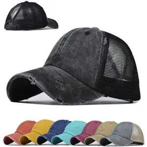 Womens Pony Hat High Ponytail Baseball Cap Girls Messy Bun Caps Camouflage Trucker Bad Hair Day Adjustable Dad Hat