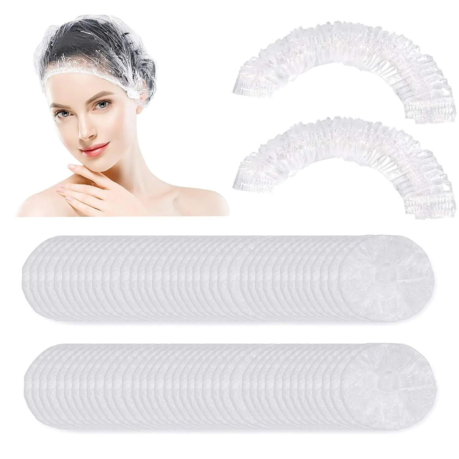 200/100 PCS upgrade Disposable Shower Caps. Waterproof Hair Bath Caps. Thickening Shower Cap for Women Kids Girls. Hotel and Hair Salon. Travel Spa. Home Use Beauty Salon