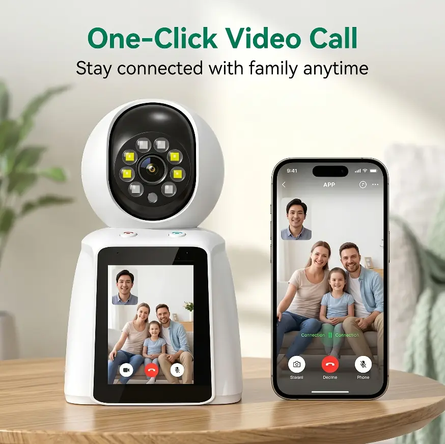Advanced Smart Screen Monitor | One-Click Instant Video Call,2PM HD Powerful Surveillance Camera, AI-Enhanced Motion Alerts & Built-in Fill Light, Continuous USB Power wireless indoor camera  wireless wifi camera  security gadget