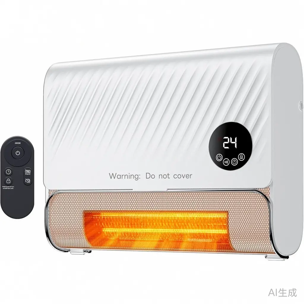 Smart Wall Heater, Electric Panel Heater with Remote Control, 1500W Fast Heating for 150 Sq.Ft, 3 Fan Speeds & Timer, Overheat Protection, for Bedroom, Office