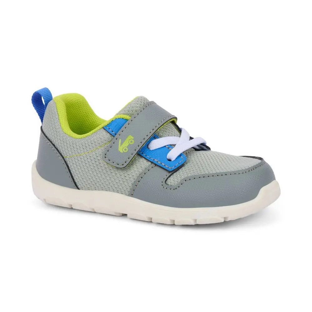 See Kai Run Basics Toddler Tenny Sneakers - Gray 12T: Machine Washable Hook & Loop Closure