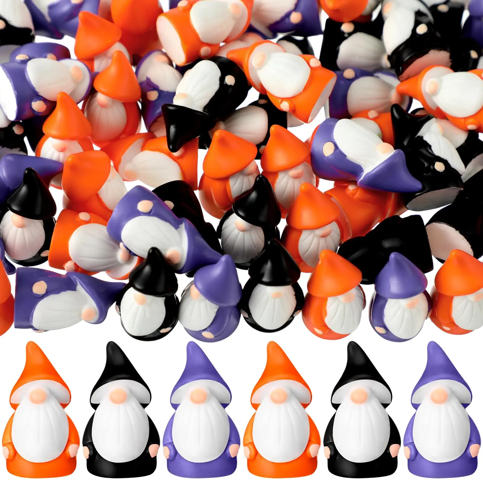 Mini Gnomes Figurines Hide and Seek Game Cute Halloween Miniature Gnome Ornament Little Autumn Gnomes Statues Mini 3D Gnomes Decor for Home Garden, Ou