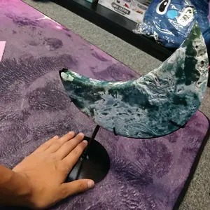Moss Agate Moon with Stand - Unique Design Decor Piece