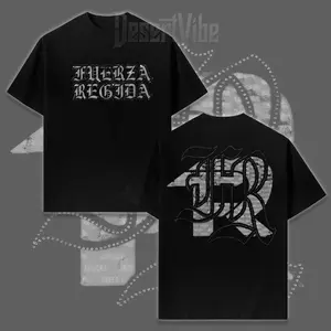 Fuerza Regida Gothic Logo T-Shirt – Double Sided Regional Mexican Graphic Tee, Soft Cotton Latin Music Streetwear Shirt, Corridos Tumbados Fan Gift