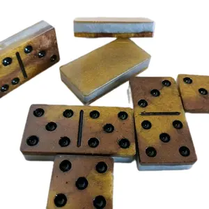 Stunning Resin Dominoes: Olive Green/Brown/Black Dots